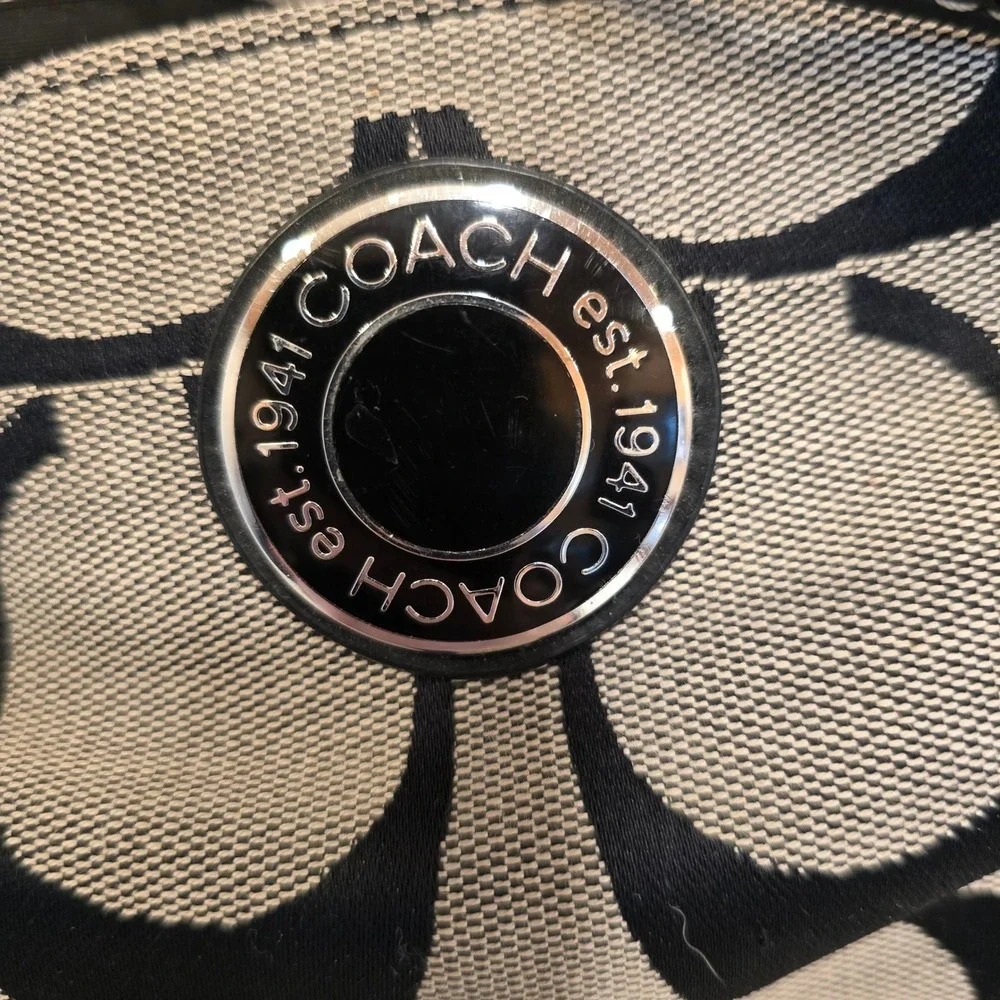 Coach Bag Lurex Signature C X Large Black Gray F19202 Canvas Diaper Tote Travel